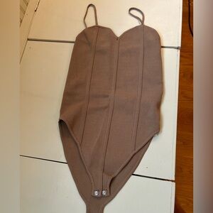 Zara Brown Bodysuit with Structured Seaming